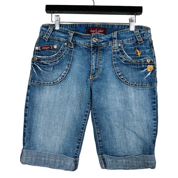 Baby Phat Y2K Bermuda Jorts Long Denim Shorts Blue - 11 - Picture 1 of 4